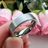6mm 8mm Tungsten Carbide Ring Brushed Pipe Cut Comfort Fit