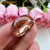 Tungsten Carbide Koa Wood Inlay Ring for Men Women