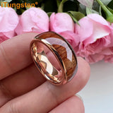 Tungsten Carbide Koa Wood Inlay Ring for Men Women
