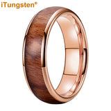 Tungsten Carbide Koa Wood Inlay Ring for Men Women