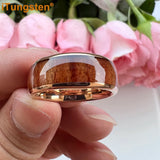 Tungsten Carbide Koa Wood Inlay Ring for Men Women