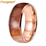 Tungsten Carbide Koa Wood Inlay Ring for Men Women