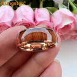 Tungsten Carbide Koa Wood Inlay Ring for Men Women
