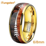 6mm 8mm Tungsten Ring Koa Wood Inlay Wedding Band