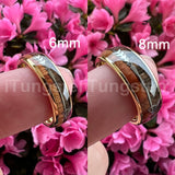 6mm 8mm Tungsten Ring Koa Wood Inlay Wedding Band