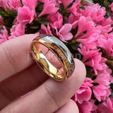 6mm 8mm Tungsten Ring Koa Wood Inlay Wedding Band