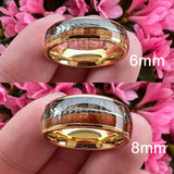 6mm 8mm Tungsten Ring Koa Wood Inlay Wedding Band