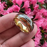 6mm 8mm Tungsten Ring Koa Wood Inlay Wedding Band