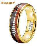 6mm 8mm Tungsten Ring Koa Wood Inlay Wedding Band
