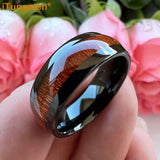 Tungsten Ring Wood Inlay Comfort Fit Band Men Women