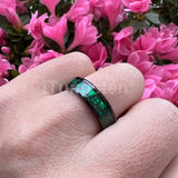 Green Carbon Fiber Gear Inlay Tungsten Wedding Band