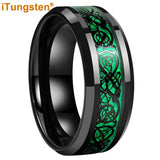 Green Carbon Fiber Dragon Ring Tungsten Wedding Band