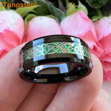 Green Carbon Fiber Dragon Ring Tungsten Wedding Band