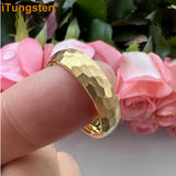 iTungsten 6mm 8mm Hammered Tungsten Ring Wedding Band