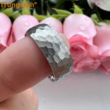 iTungsten 6mm 8mm Hammered Tungsten Ring Wedding Band