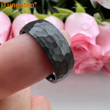 iTungsten 6mm 8mm Hammered Tungsten Ring Wedding Band