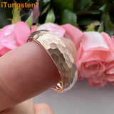 iTungsten 6mm 8mm Hammered Tungsten Ring Wedding Band