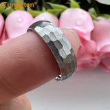 iTungsten 6mm 8mm Hammered Tungsten Ring Wedding Band