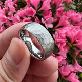 6mm 8mm Hammered Tungsten Carbide Ring Wedding Band