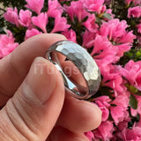 6mm 8mm Hammered Tungsten Carbide Ring Wedding Band