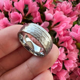 6mm 8mm Hammered Tungsten Ring Wedding Band