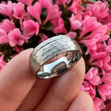 6mm 8mm Hammered Tungsten Ring Wedding Band