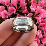 6mm 8mm Hammered Tungsten Ring Wedding Band