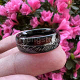 Tungsten Meteorite Sandalwood Arrow Inlay Wedding Band Ring Men Women