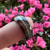 Tungsten Meteorite Sandalwood Arrow Inlay Wedding Band Ring Men Women