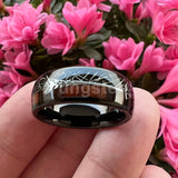 Tungsten Meteorite Sandalwood Arrow Inlay Wedding Band Ring Men Women