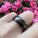 Tungsten Meteorite Sandalwood Arrow Inlay Wedding Band Ring Men Women