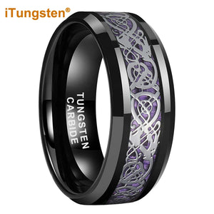 Purple Carbon Fiber Dragon Ring Tungsten Wedding Band