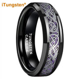 Purple Carbon Fiber Dragon Ring Tungsten Wedding Band