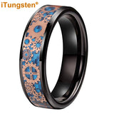 6mm 8mm Red Carbon Fiber Inlay Tungsten Wedding Band