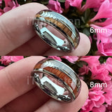 Tungsten Carbide Ring Arrow Koa Wood Inlay Comfort Fit