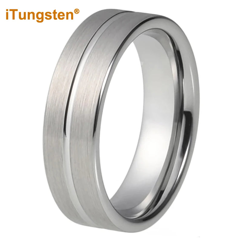 6mm Tungsten Carbide Wedding Band Brushed Finish Comfort Fit