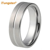 6mm Tungsten Carbide Wedding Band Brushed Finish Comfort Fit