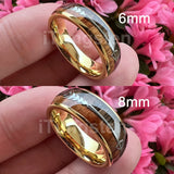 iTungsten 6mm Tungsten Carbide Ring Arrow Koa Wood Inlay Comfort Fit