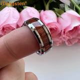 Tungsten Carbide Ring 8mm Rosewood Inlay Wedding Band