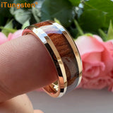 Tungsten Carbide Ring 8mm Rosewood Inlay Wedding Band