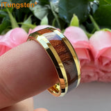 Tungsten Carbide Ring 8mm Rosewood Inlay Wedding Band