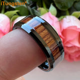 Tungsten Carbide Ring 8mm Rosewood Inlay Wedding Band