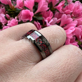 iTungsten 8mm Dragon Tungsten Ring Red Carbon Fiber Comfort Fit