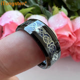 8mm Carbon Fiber Dragon Ring Tungsten Wedding Band