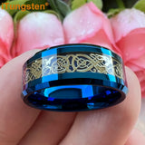 Tungsten Carbon Fiber Dragon Ring 8mm Wedding Band