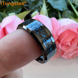 8mm Carbon Fiber Dragon Ring Tungsten Wedding Band