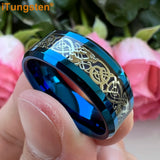 Tungsten Carbon Fiber Dragon Ring 8mm Wedding Band