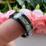 8mm Carbon Fiber Dragon Ring Tungsten Wedding Band