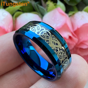 Tungsten Carbon Fiber Dragon Ring 8mm Wedding Band