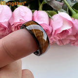 iTungsten 8mm Whiskey Barrel Oak Wood Ring Tungsten Wedding Band
